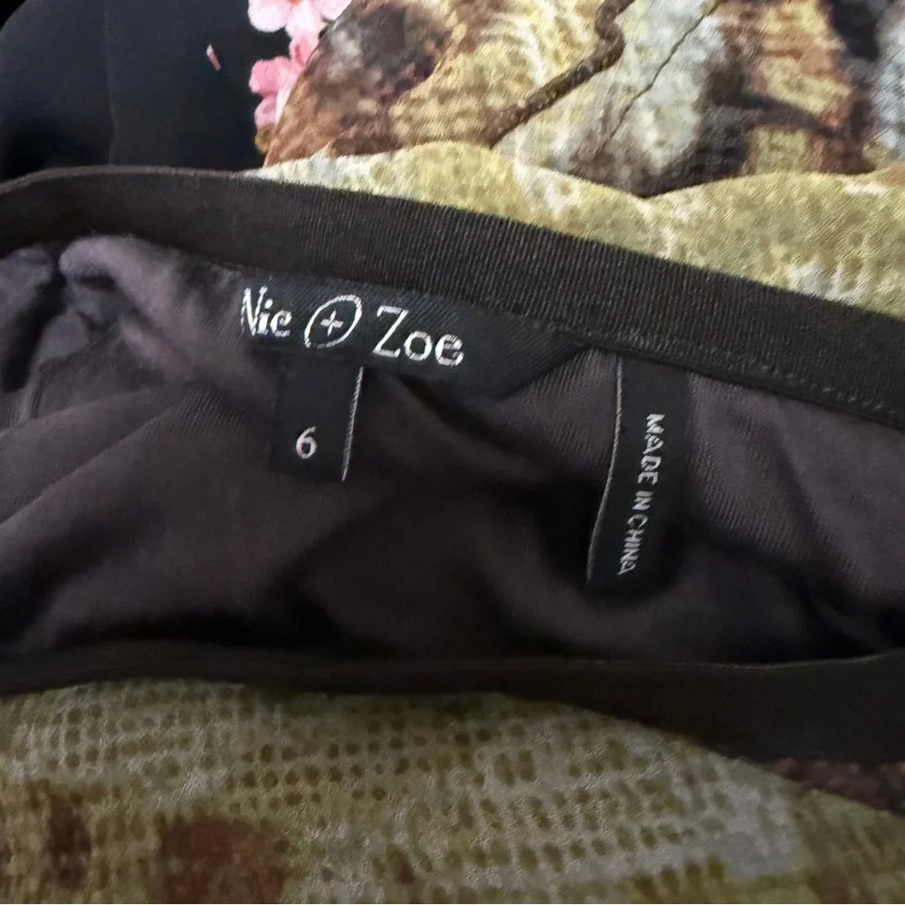 NIC+ZOE Tiered Boho Maxi Skirt in Earth Tones Zipper‎ Side Size 6